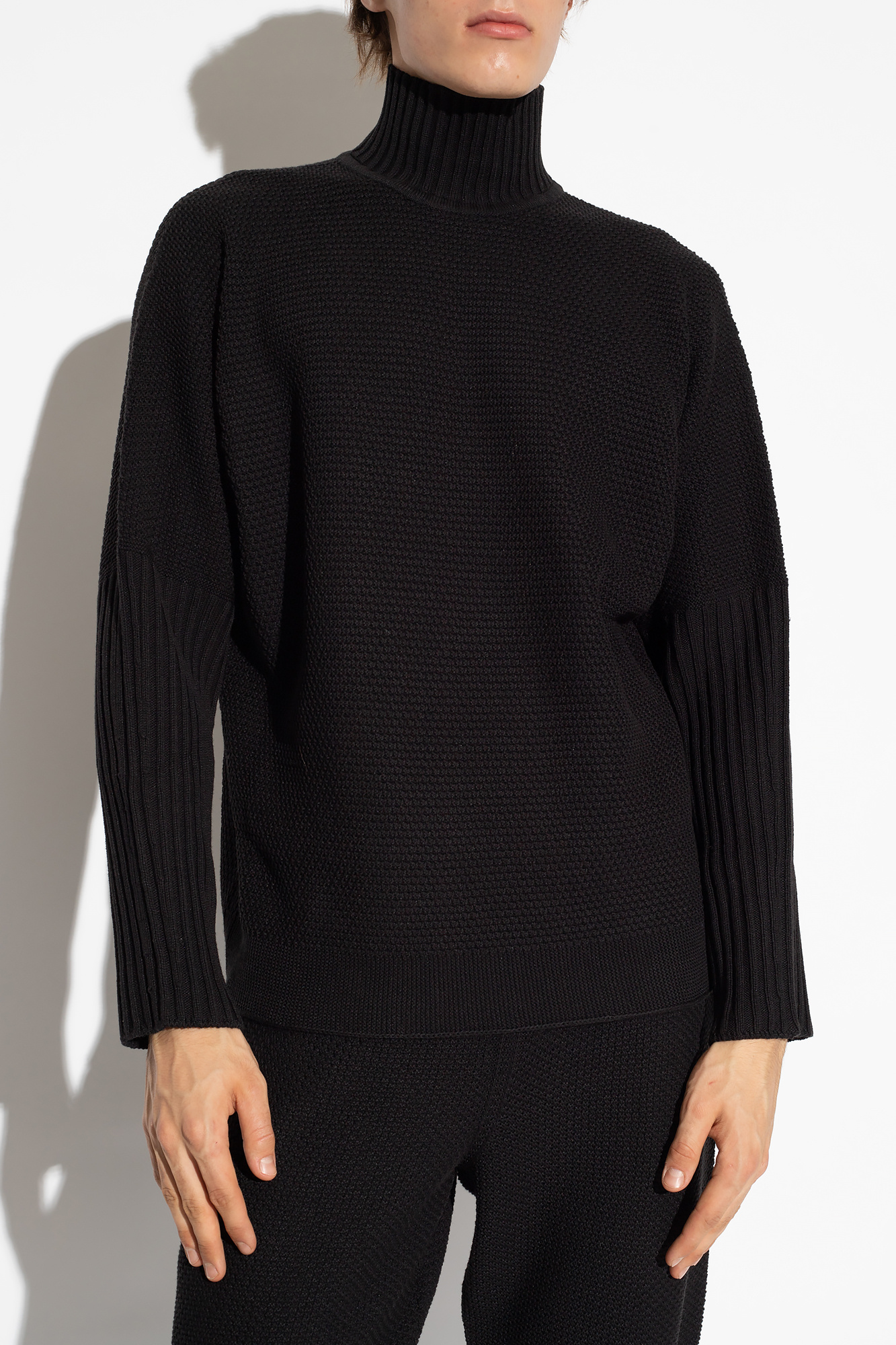 Black Oversized turtleneck sweater Issey Miyake Homme Plisse